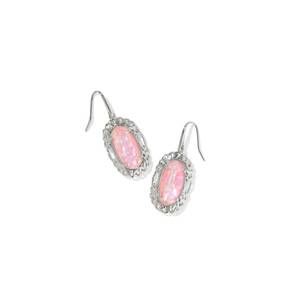 NEW KENDRA SCOTT women's dani figaro frame drop earrings in silver pink iridesce